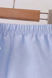 Blue turkey embroidery shorts set