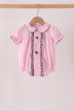 Pink turkey embroidery ruffle gingham bubble
