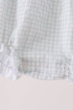 Green plaid turkey embroidery ruffle bubble
