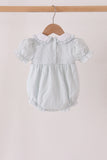 Green plaid turkey embroidery ruffle bubble