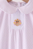 Pink dot turkey embroidery ruffle romper