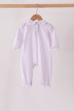 Pink dot turkey embroidery ruffle romper