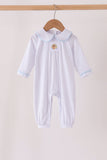 Blue dot turkey embroidery romper