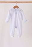 Blue dot turkey embroidery romper