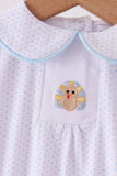 Blue dot turkey embroidery bubble