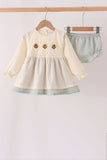 Beige turkey embroidery bloomer set