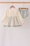 Beige turkey embroidery bloomer set