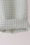 Green turkey embroidery gingham pants set