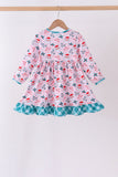 Pink santa holly ruffle dress