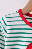 Green stripe gingerbread embroidery scalloped pants set
