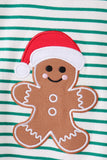 Green stripe gingerbread embroidery pants set