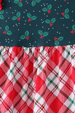 Forest holly plaid ruffle dress