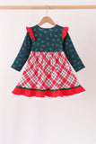 Forest holly plaid ruffle dress