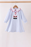 Blue christmas santa embroidery stripe dress