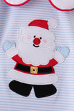 Blue christmas santa embroidery stripe dress