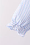 Blue christmas santa embroidery stripe dress