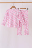 Pink santa claus bamboo pajama set