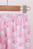 Pink santa claus bamboo ruffle pants set