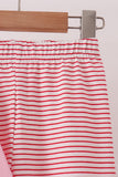 Pink stripe santa embroidery ruffle pants set