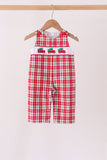 Red christmas tree truck embroidery plaid jonjon