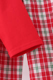 Red christmas tree truck embroidery plaid pants set