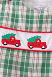 Green christmas tree truck embroidery plaid jonjon