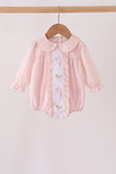 Pink candy cane holly embroidery plaid bubble