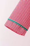 Red stripe christmas tree embroidery pants set