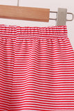 Red stripe christmas tree embroidery pants set