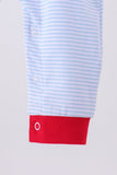 Blue stripe santa claus embroidery romper