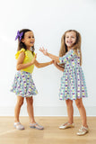 Mardi Gras 3/4 Sleeve Pocket Twirl Dress