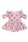 Merry Mistletoe 3/4 Sleeve Twirl Flutter Bodysuit