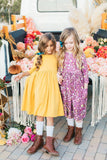 Mustard 3/4 Sleeve Pocket Twirl Dress