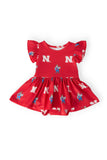 Nebraska Red Herbie Husker S/S Flutter Twirl Bodysuit