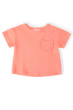 Neon Coral Ruffle Pocket Tee