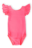 Neon Pink S/S Flutter Sleeve Leotard