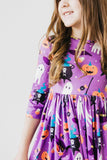 No Tricks, Just Treats 3/4 Sleeve Pocket Twirl Dress