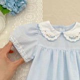 Blue Gingham Bow Outfit
