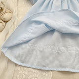 Blue Gingham Bow Outfit