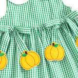 Green Check Pumpkin Bow Dress