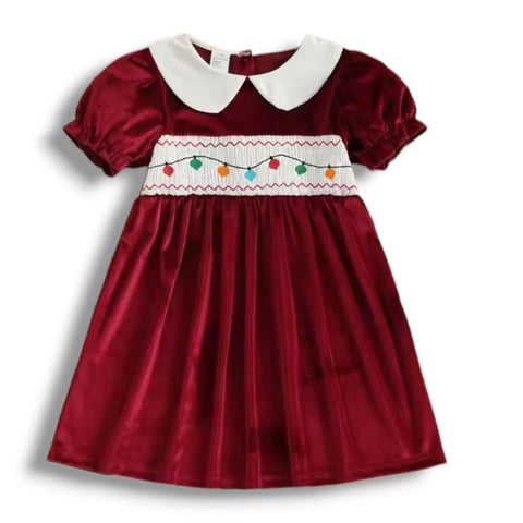 Christmas Lights Smocked Dress