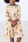 Ponies & Poppies 3/4 Sleeve Pocket Twirl Dress