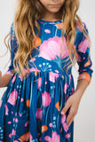 Poppies 3/4 Sleeve Pocket Twirl Dress