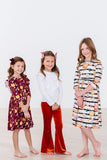 Pumpkins & Peonies 3/4 Sleeve Pocket Twirl Dress