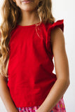 Red S/S Ruffle Tee