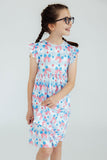 Red, White & Bows Flutter Sleeve Twirl Dress