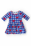 SMU Plaid Mustang 3/4 Sleeve Twirl Bodysuit
