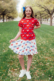 SMU Red Mustang Ruffle Pocket Tee