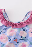 Floral pint ruffle girl swimsuit