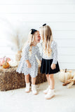 Scattered Dot 3/4 Sleeve Pocket Twirl Dress